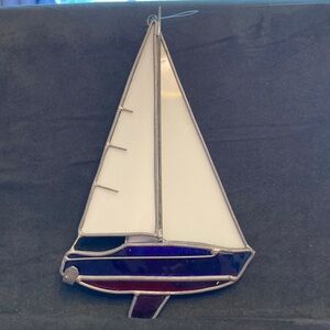 Stained Glass Sailboat Art Decor